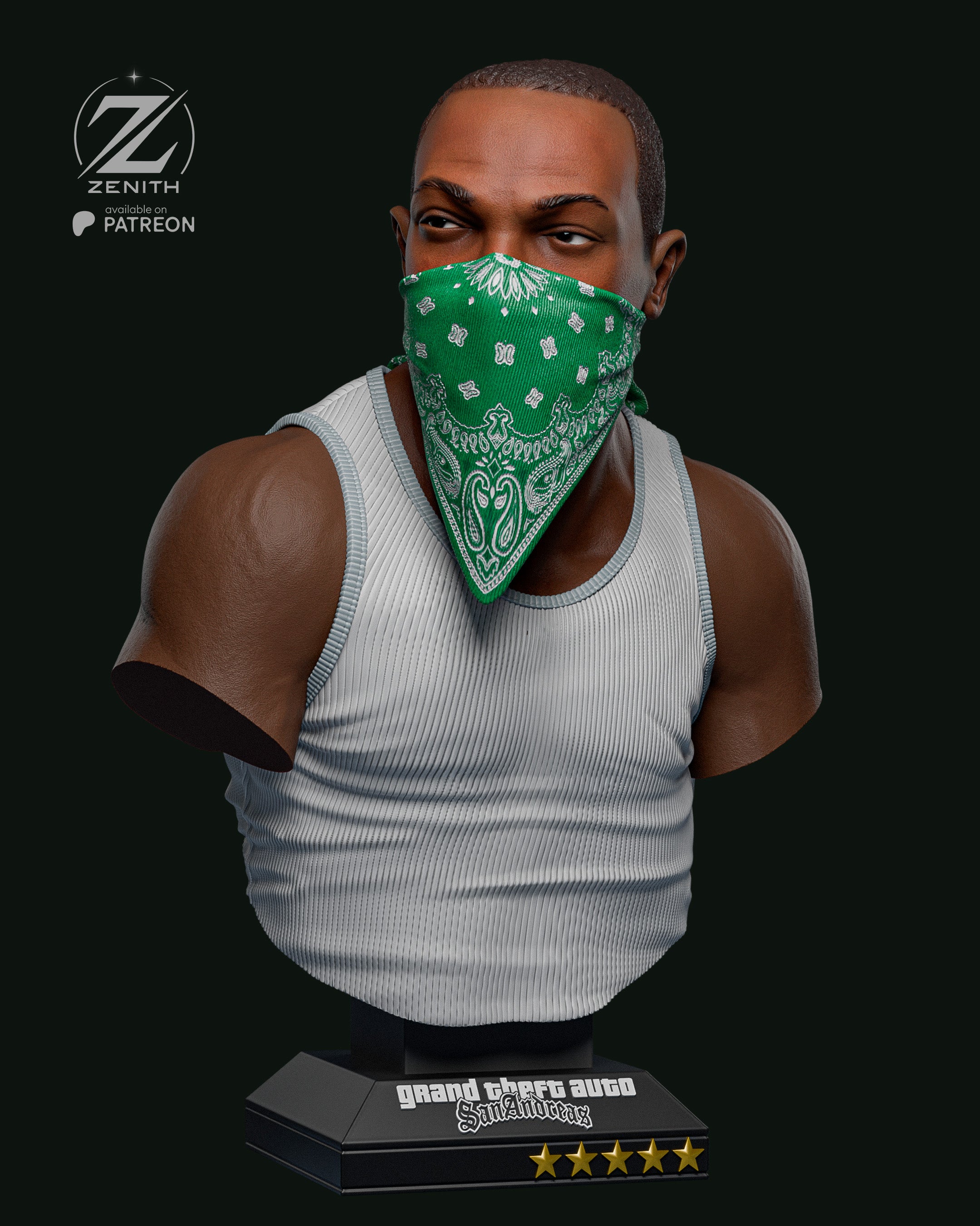 CJ Carl Johnson Game Figure | GTA San Andreas Statue Life-Size Collectible | Gift | Unpainted Kit