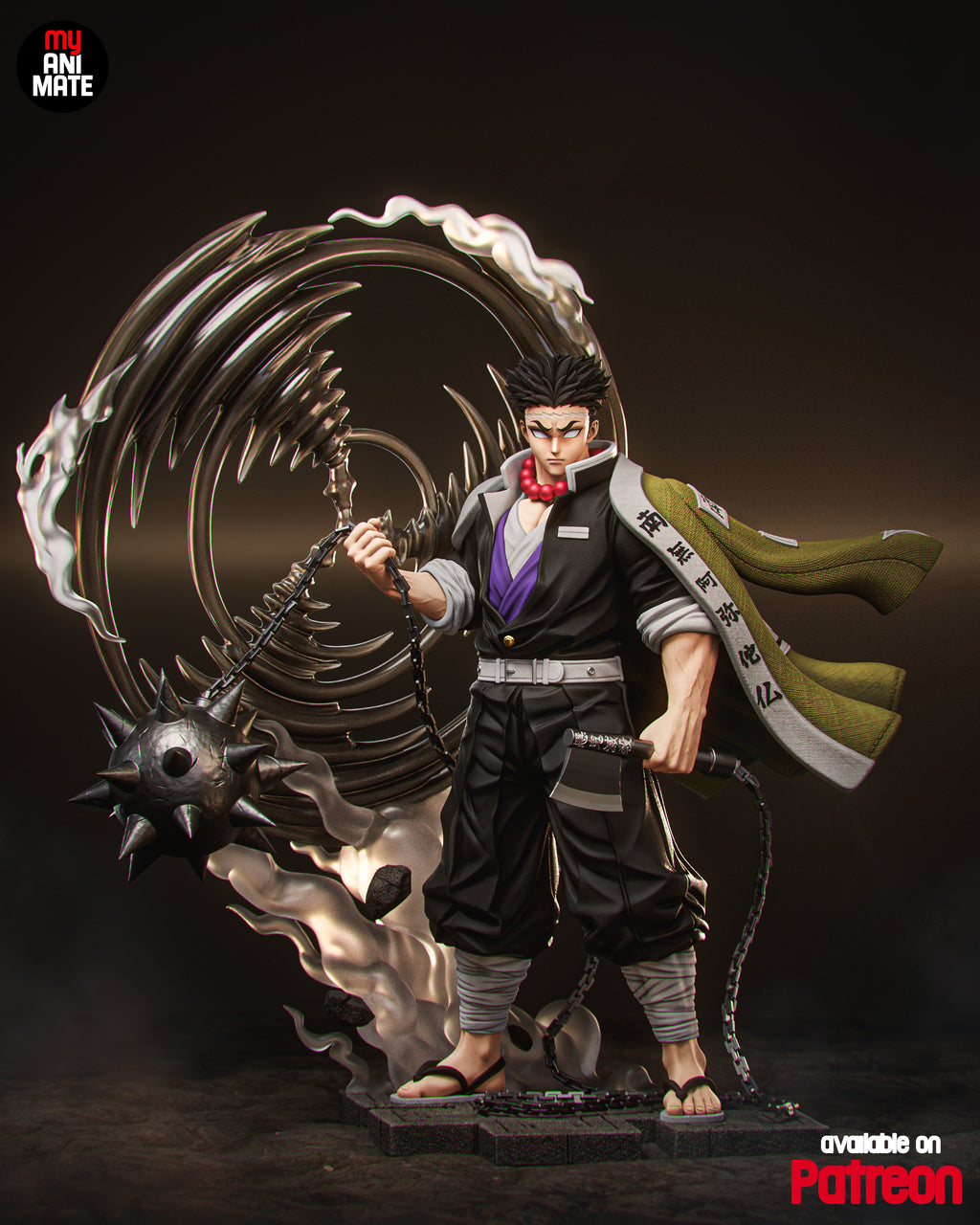 Gyomei Himejima 78cm Statue | Demon Slayer 1:4 Stone Hashira Figure | 3D Printed Anime Collectible