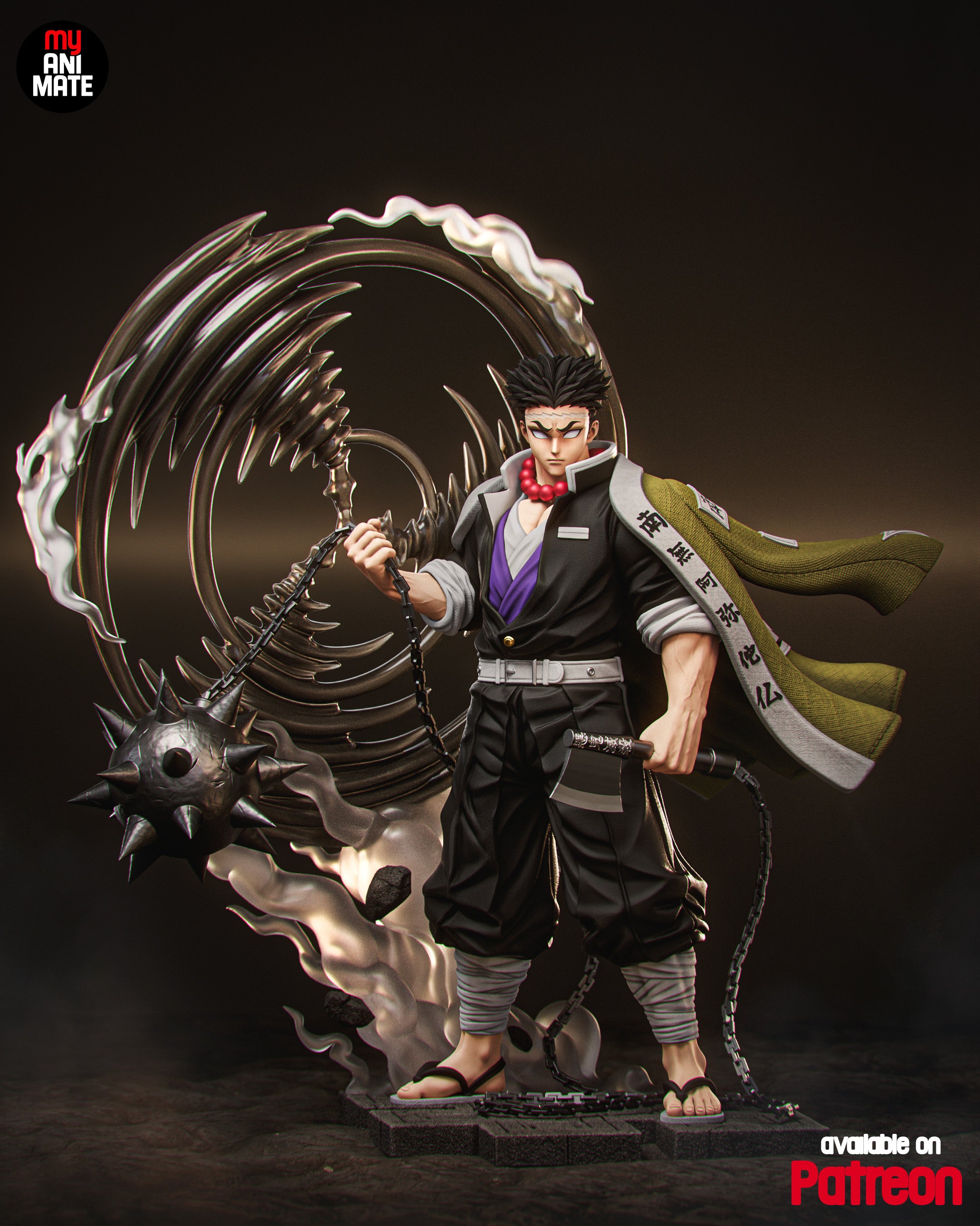 Gyomei Himejima 78cm Statue | Demon Slayer 1:4 Stone Hashira Figure | 3D Printed Anime Collectible