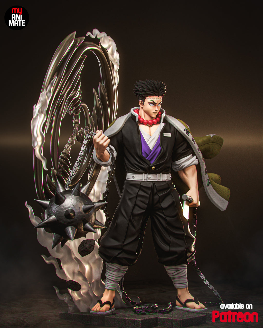Gyomei Himejima 78cm Statue | Demon Slayer 1:4 Stone Hashira Figure | 3D Printed Anime Collectible