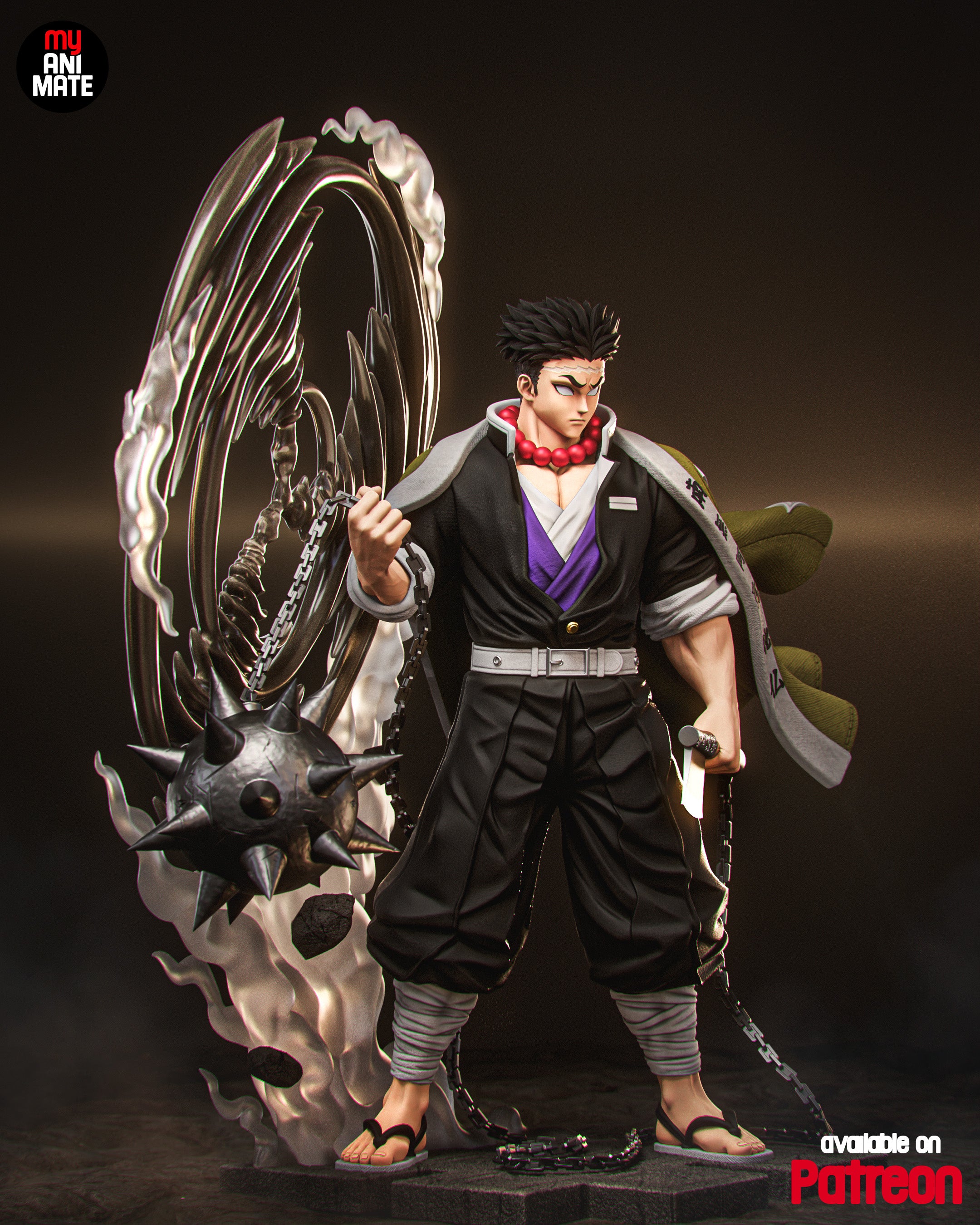 Gyomei Himejima 78cm Statue | Demon Slayer 1:4 Stone Hashira Figure | 3D Printed Anime Collectible