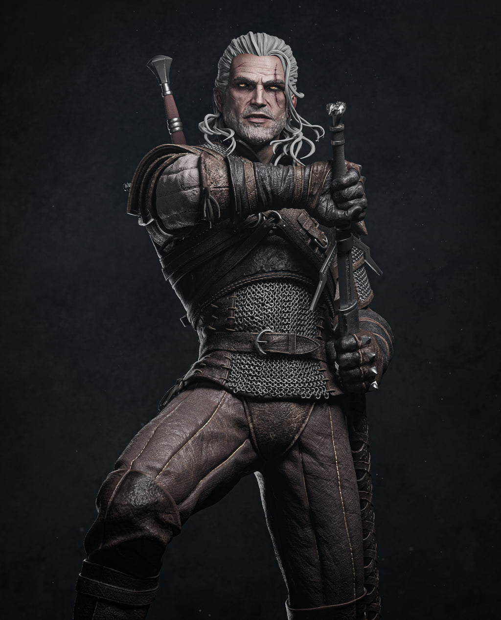 Geralt of Rivia Game Figure | The Witcher Statue 1:4 Collectible Centrepiece | Unpainted Kit