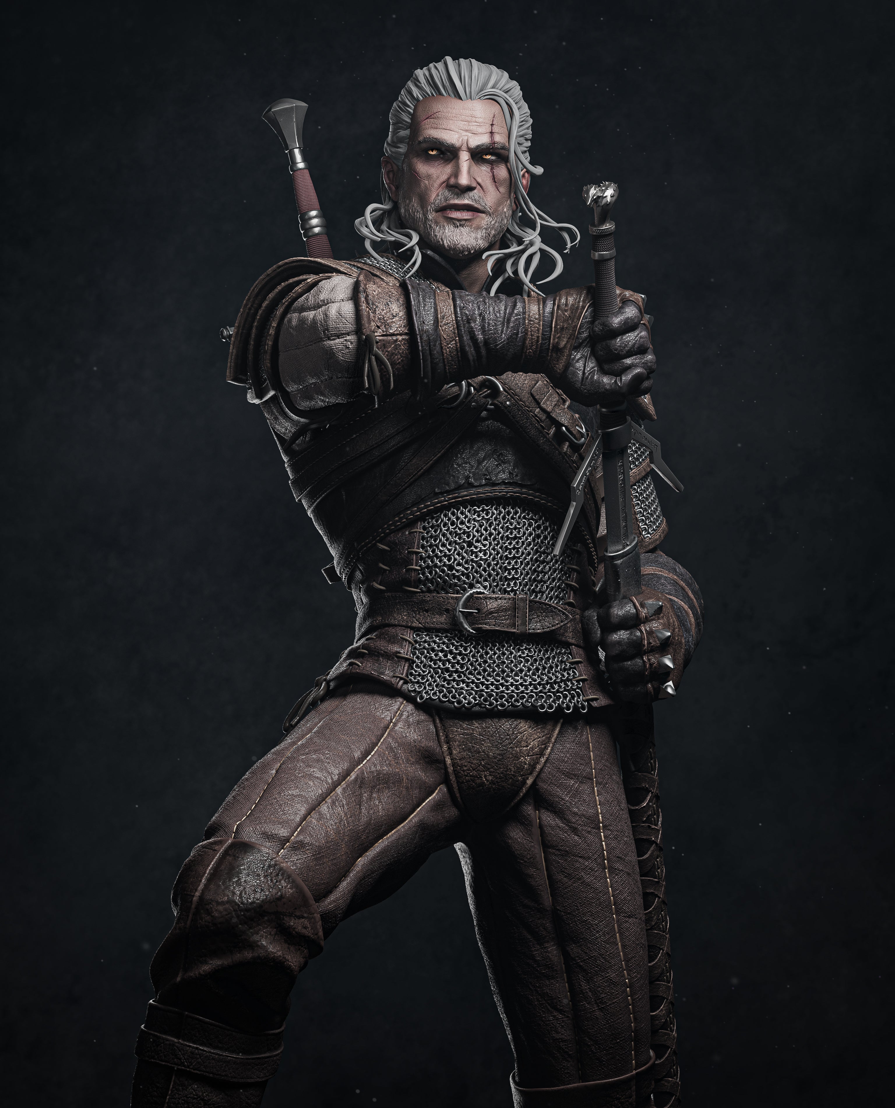 Geralt of Rivia Game Figure | The Witcher Statue 1:4 Collectible Centrepiece | Unpainted Kit