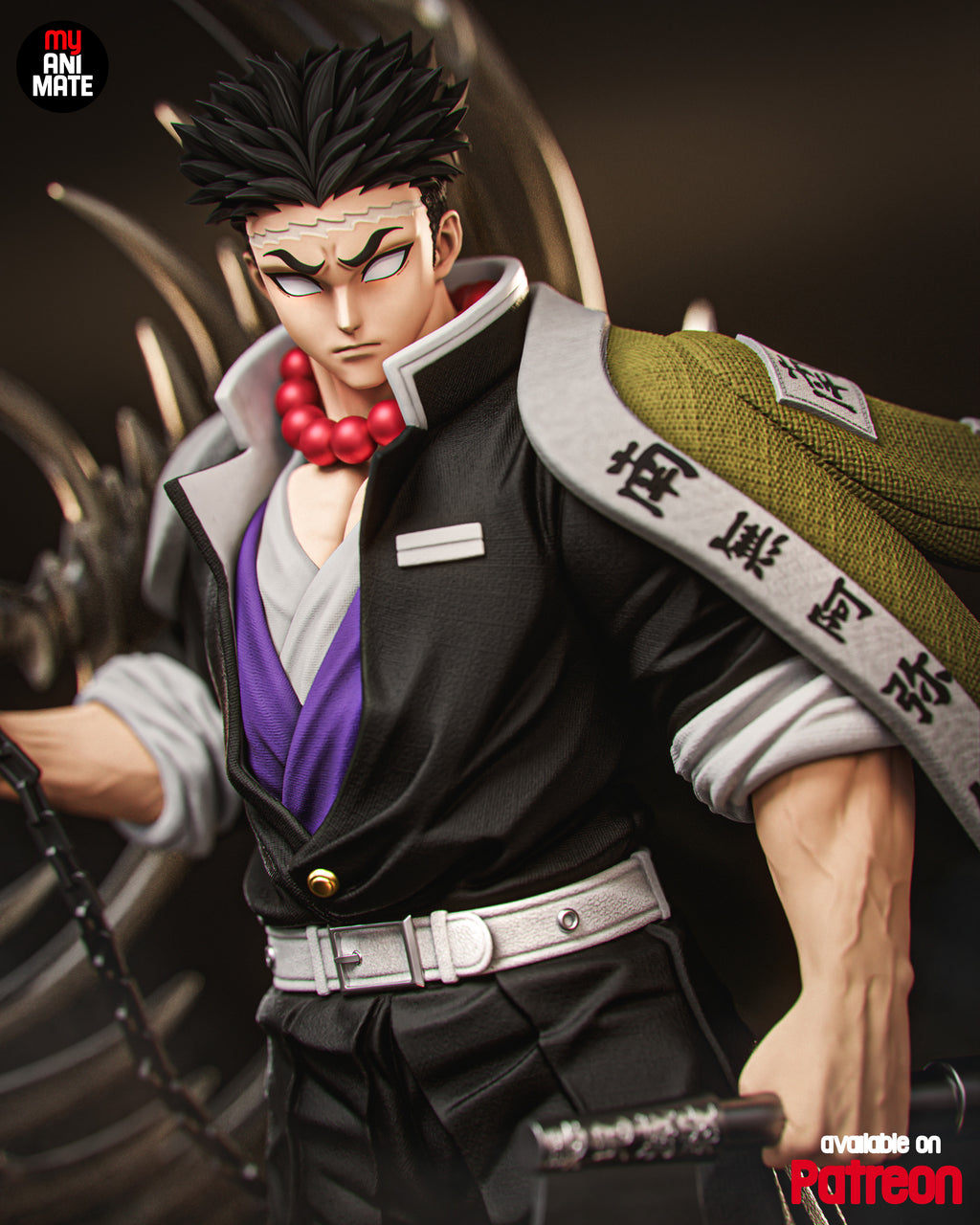 Gyomei Himejima 78cm Statue | Demon Slayer 1:4 Stone Hashira Figure | 3D Printed Anime Collectible