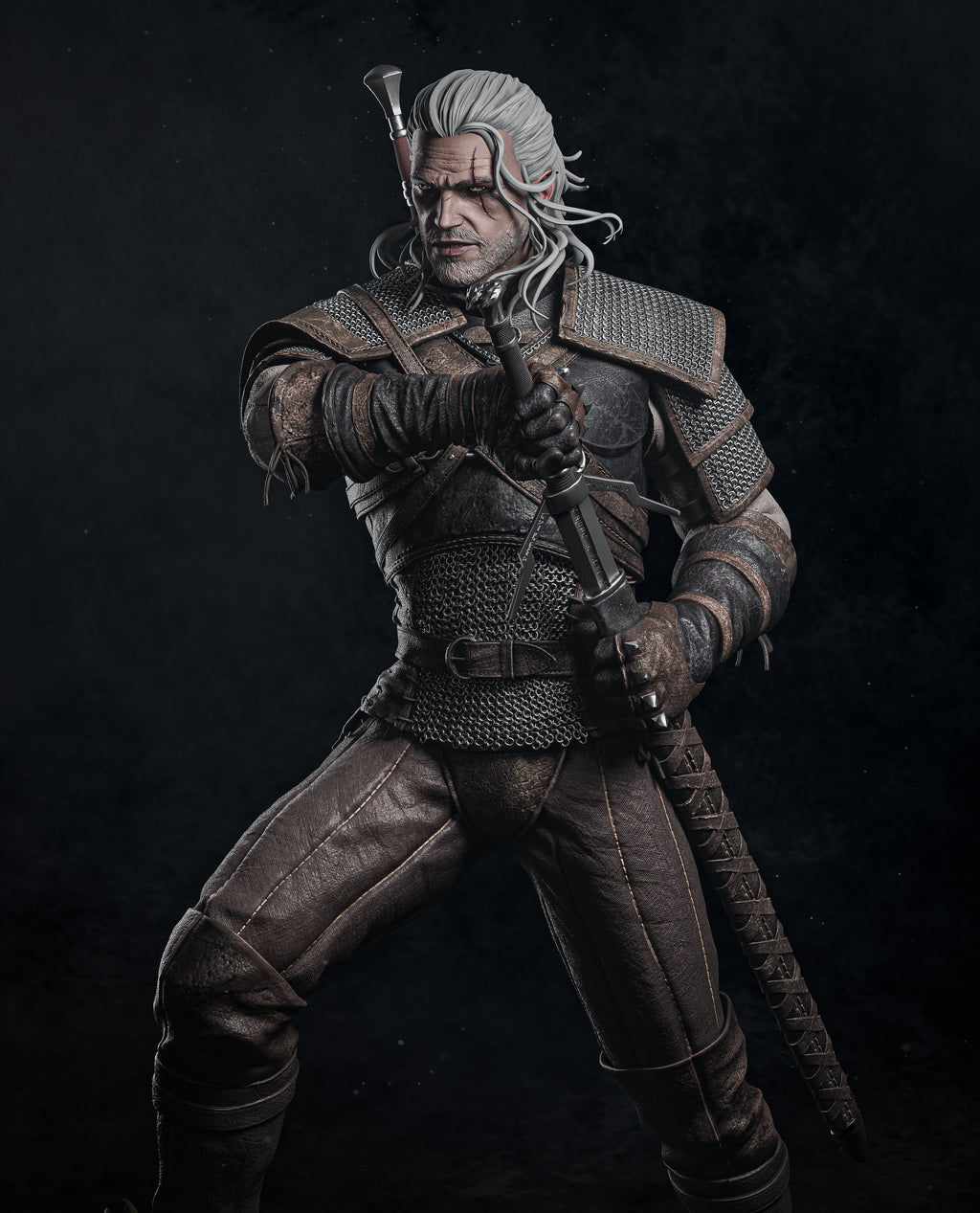 Geralt of Rivia Game Figure | The Witcher Statue 1:4 Collectible Centrepiece | Unpainted Kit