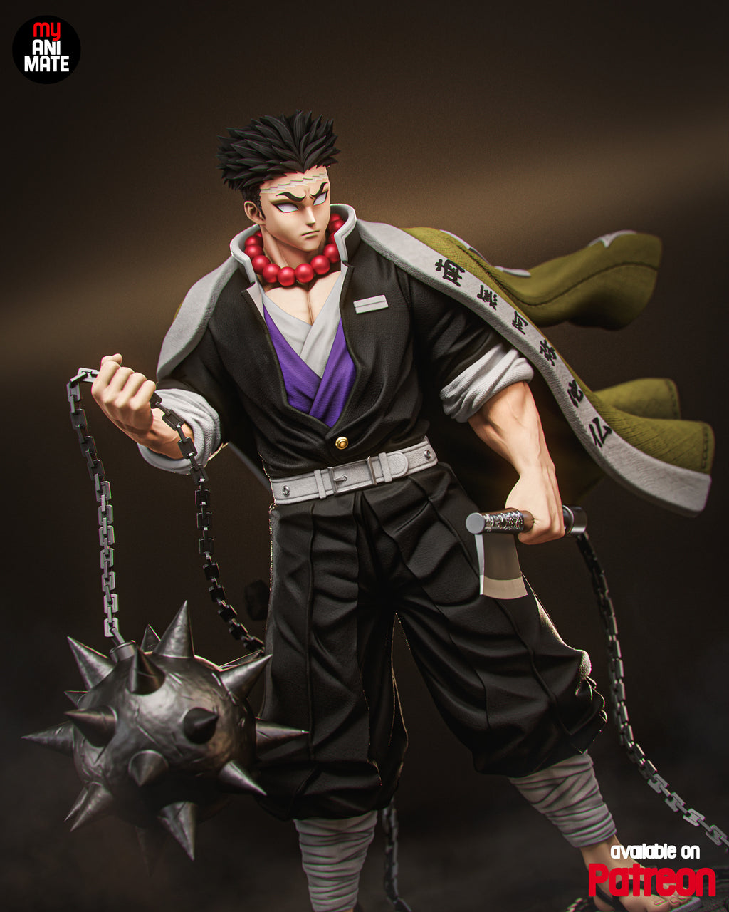 Gyomei Himejima 78cm Statue | Demon Slayer 1:4 Stone Hashira Figure | 3D Printed Anime Collectible