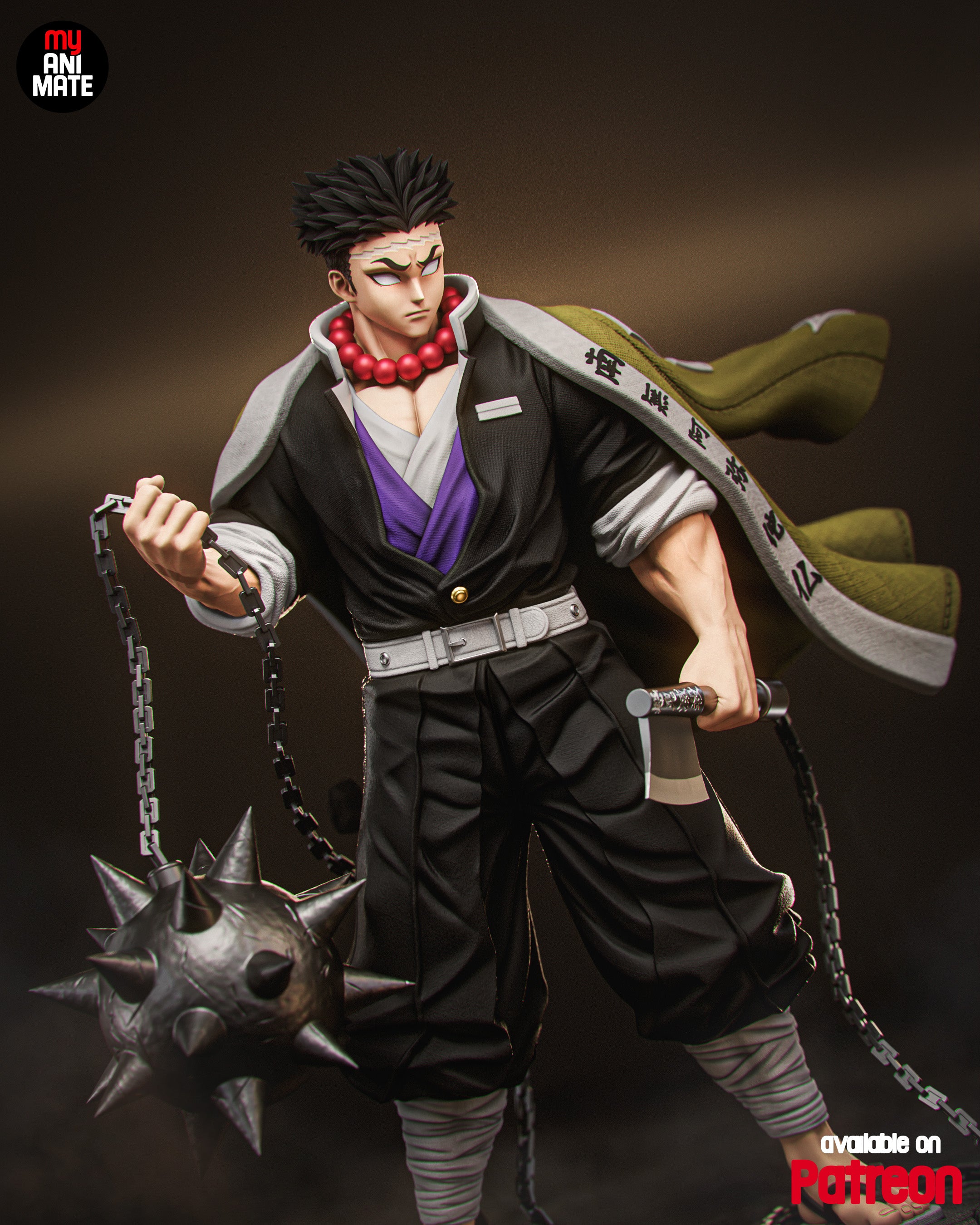 Gyomei Himejima 78cm Statue | Demon Slayer 1:4 Stone Hashira Figure | 3D Printed Anime Collectible