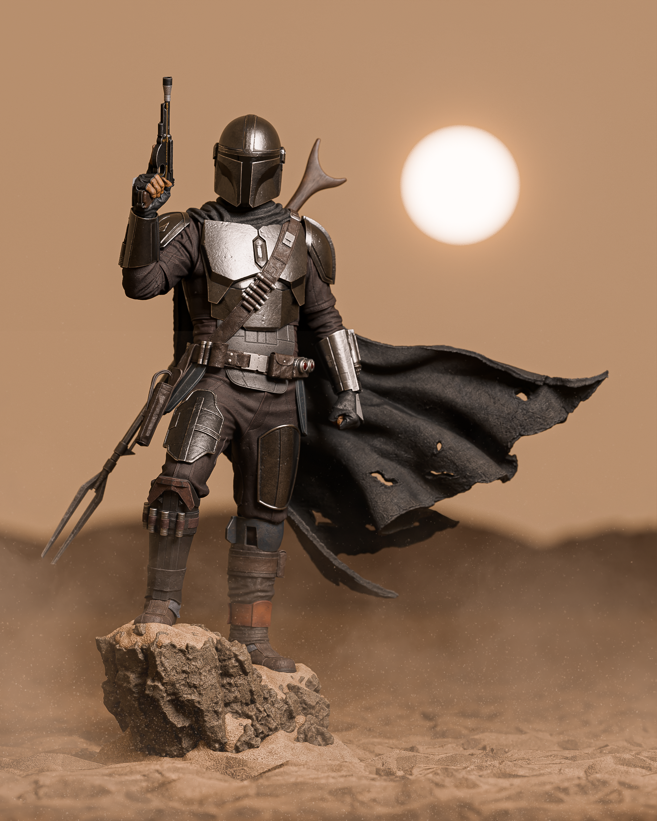 The Mandalorian Movie Figure | Star Wars Statue 1:4 Collectible Centrepiece | Unpainted Kit