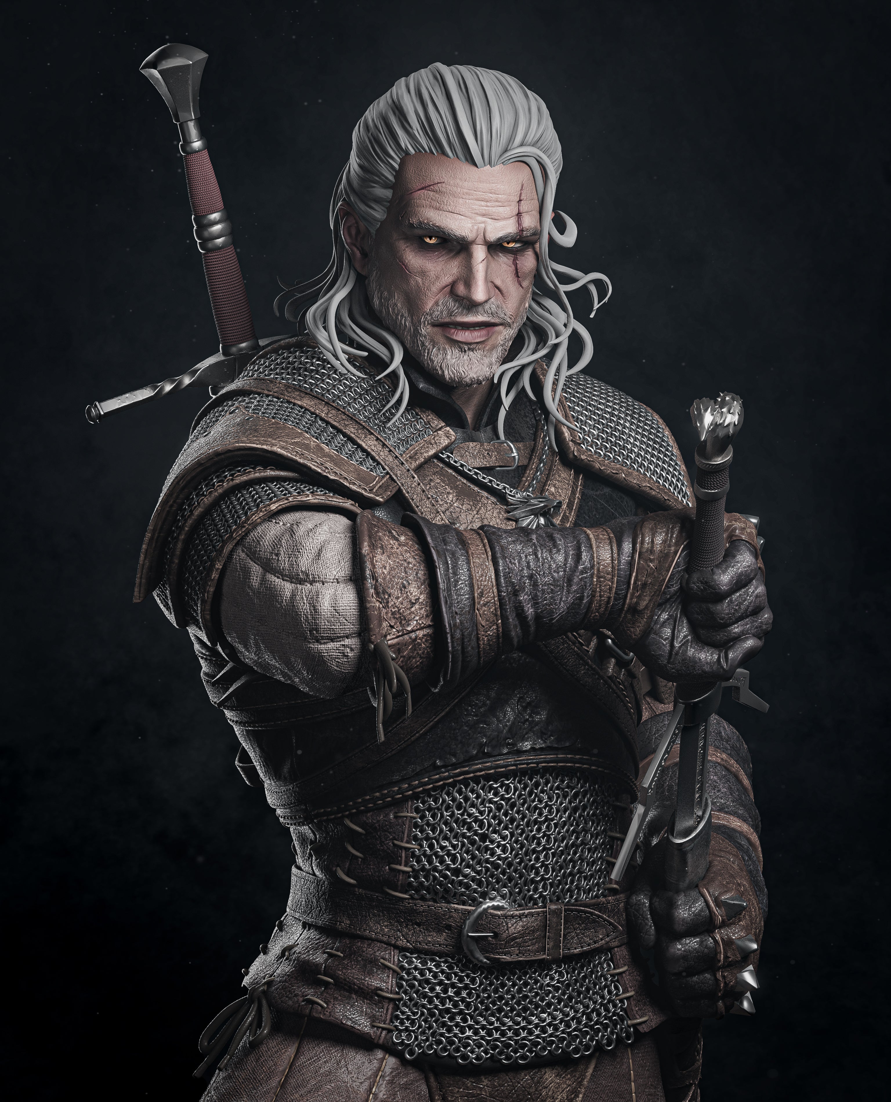 Geralt of Rivia Game Figure | The Witcher Statue 1:4 Collectible Centrepiece | Unpainted Kit