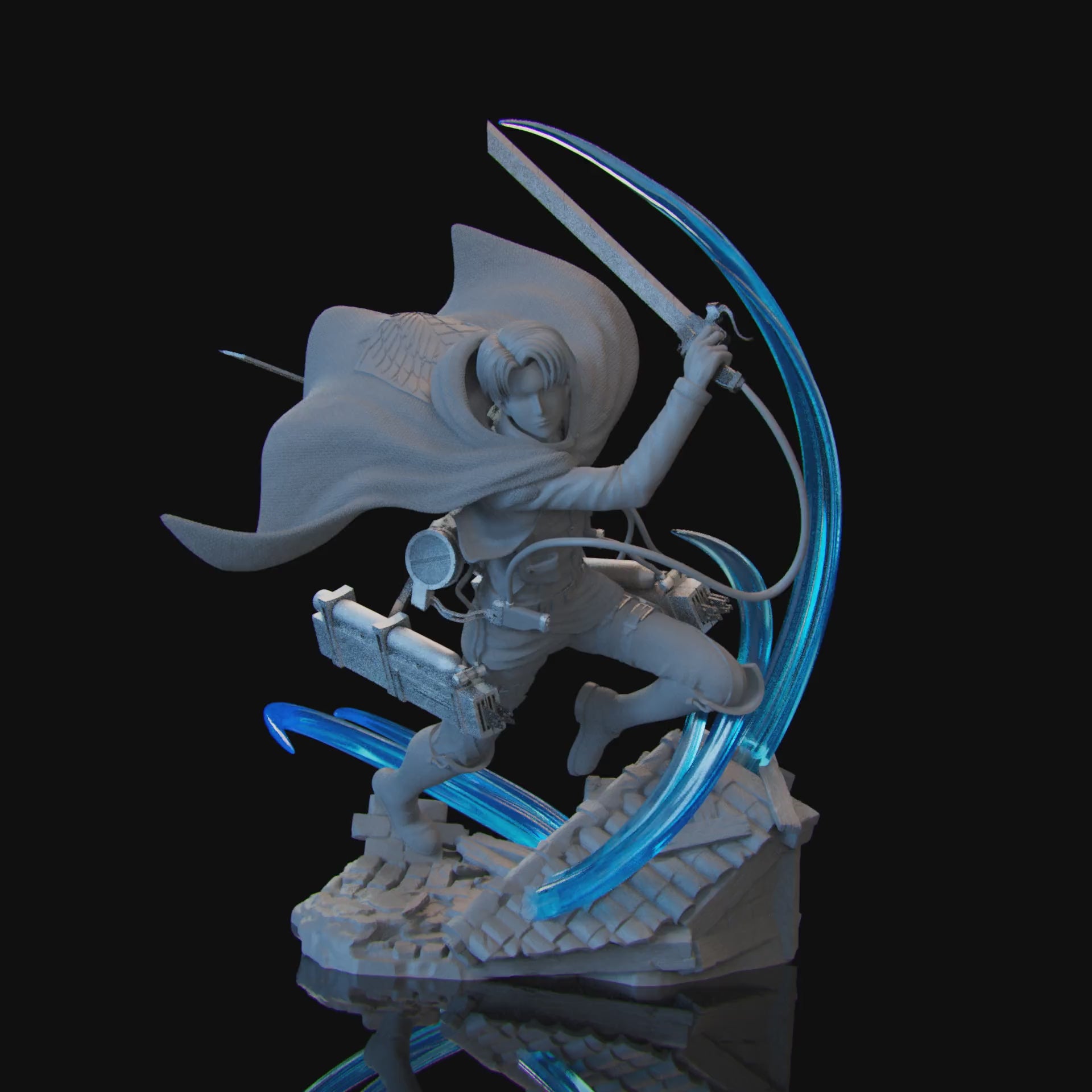 Levi Ackerman (Attack on Titan) Statue | 1:4 Scale 3D Printed Anime Figure | Unpainted Model Kit Centrepiece | AoT Collectible