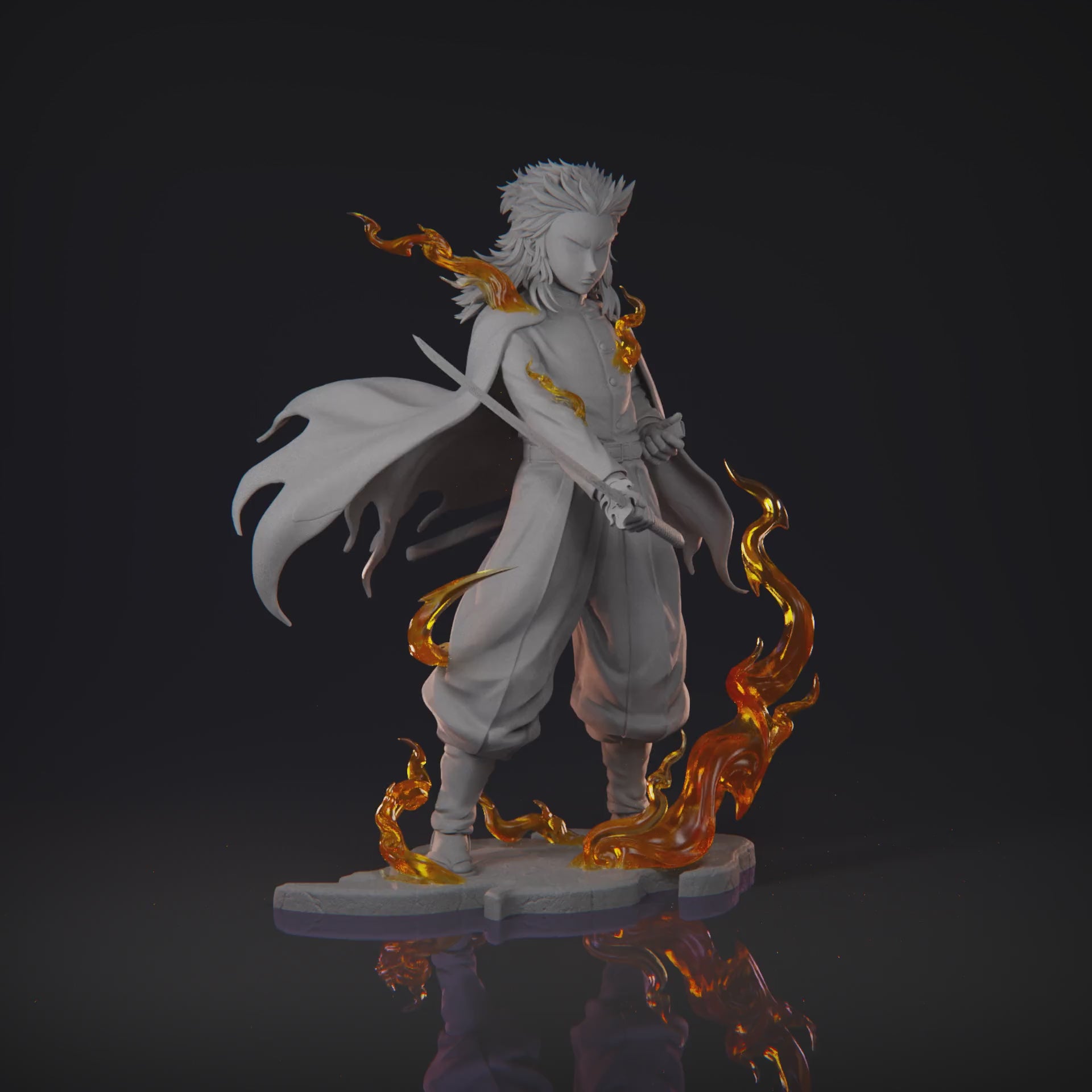Kyojuro Rengoku Anime Figure | Demon Slayer Statue 1:4 Collectible Centrepiece | Gift | Unpainted Ki