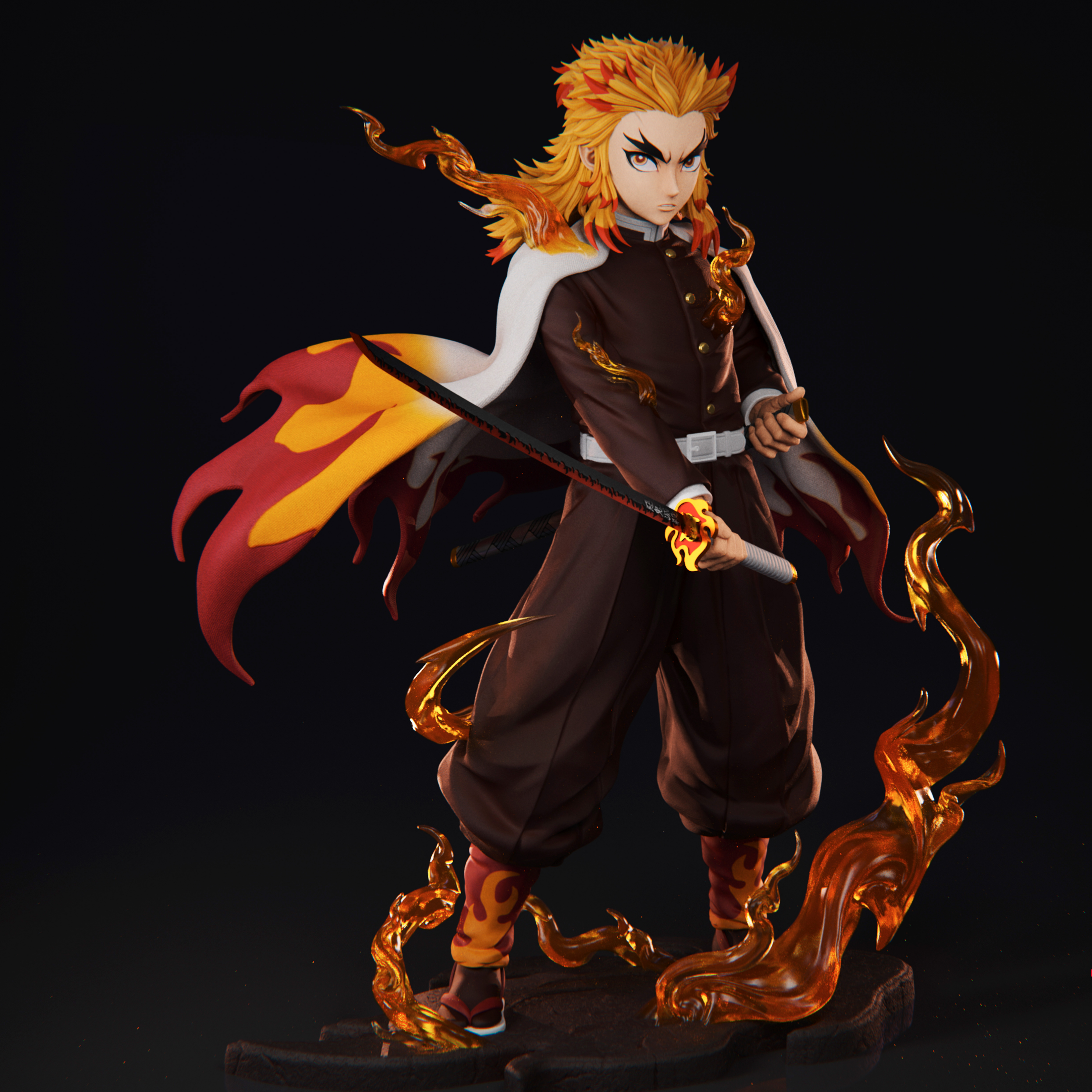 Kyojuro Rengoku Anime Figure | Demon Slayer Statue 1:4 Collectible Centrepiece | Gift | Unpainted Ki